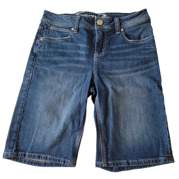 Seven7 Bermuda Shorts Stretch Denim Zip Button Closure Medium Wash Blue Size 6 - Picture 2 of 15
